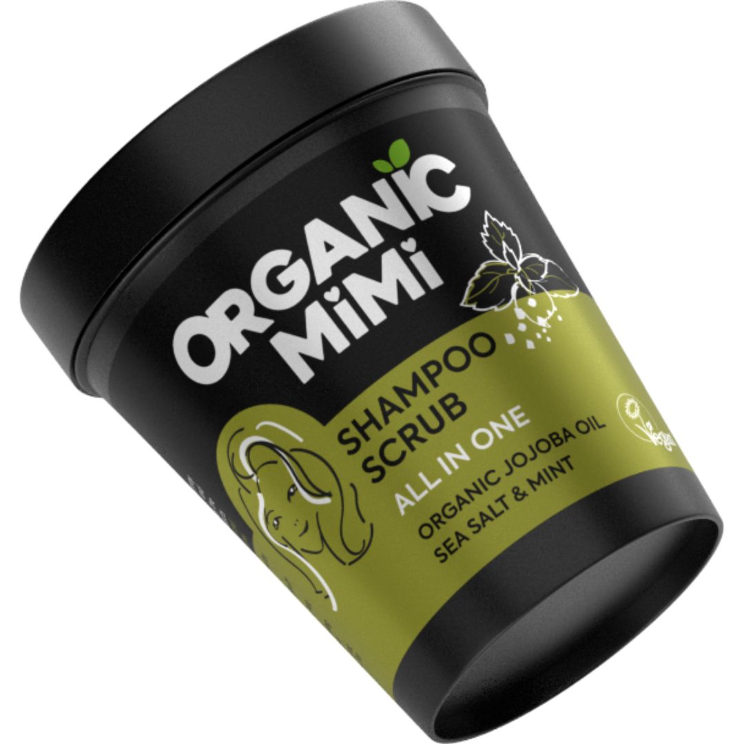 Шампоан Скраб all in one Морска сол и мента organic mimi, 280 гр.